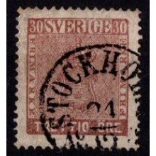 1858 - Sverige - AFA 11 - Frimærke - 30 øre brun - Stemplet.